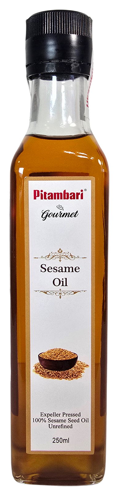 Кунжутное масло Pitambari Gourmet в стеклянной бутылке 250 мл
