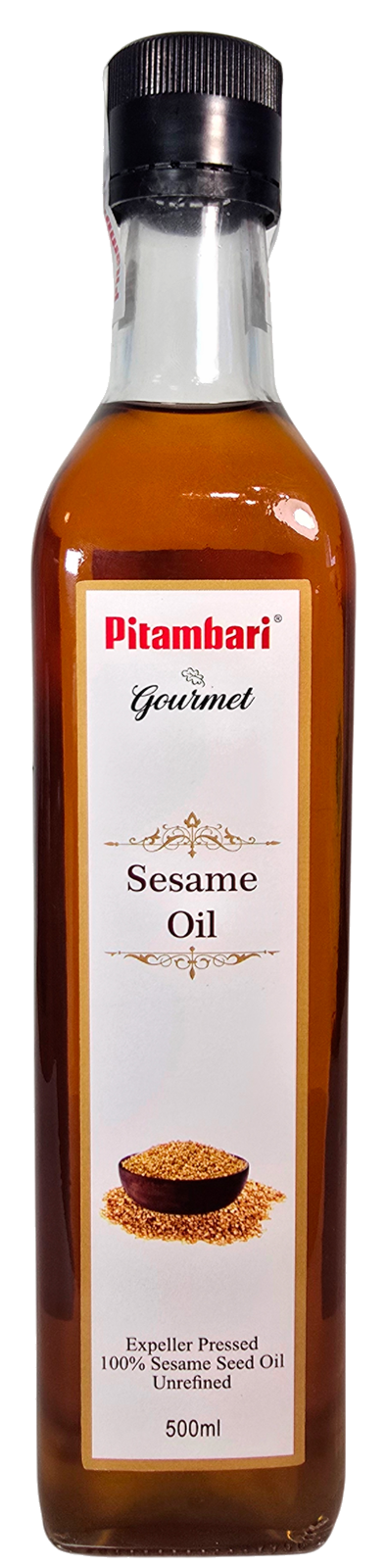 Кунжутное масло Pitambari Gourmet в стеклянной бутылке 500 мл